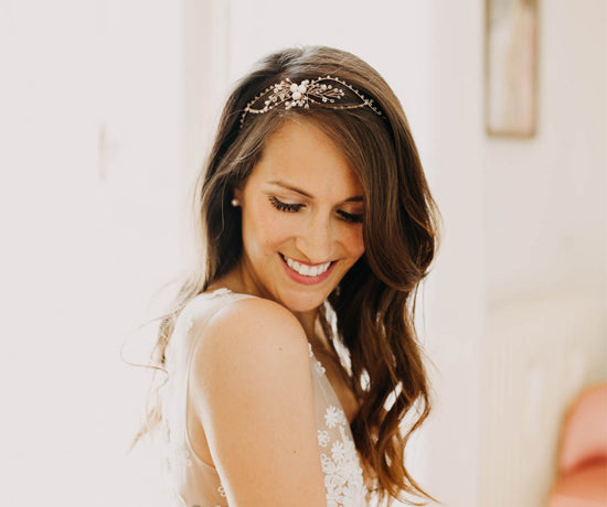 Rose gold hair accessories for Vanessa's Italy wedding