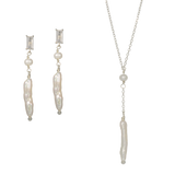 Avant-garde | Jewelry set with pearls and rectangular crystals
