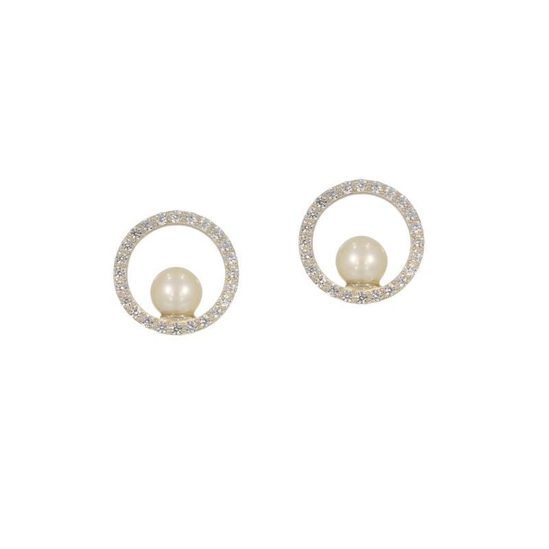 Danielle | Elegant Round Pearl Earrings
