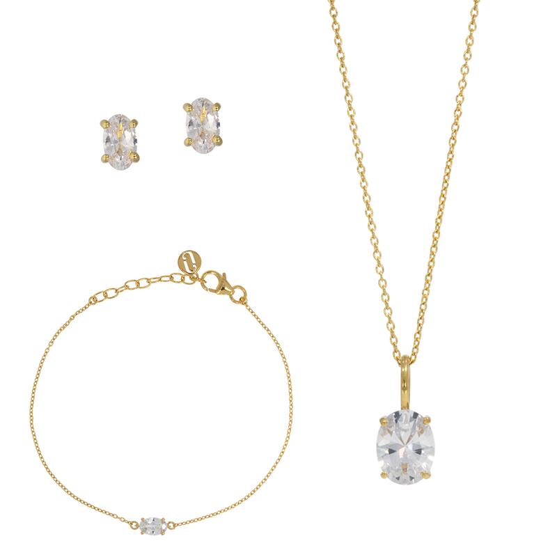 Nellie & Hazel | Simple jewelry set with oval crystals