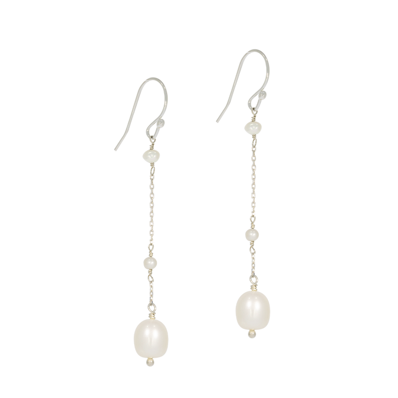 Celestial | Long Bridal Jewelry Pearl Earrings