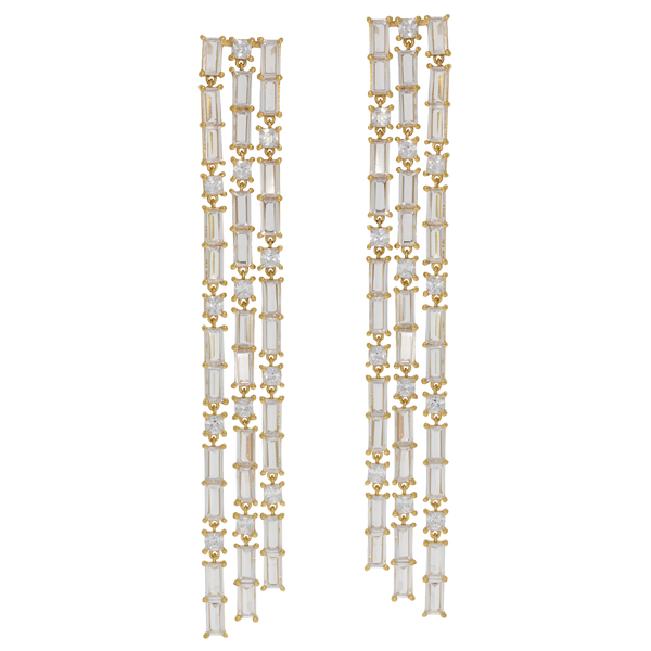 Masterpiece | Extravagant extra long baguette cut crystal earrings