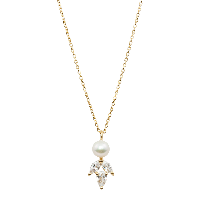 Simply Delightful | Necklace with Crystal & Pearl Pendant