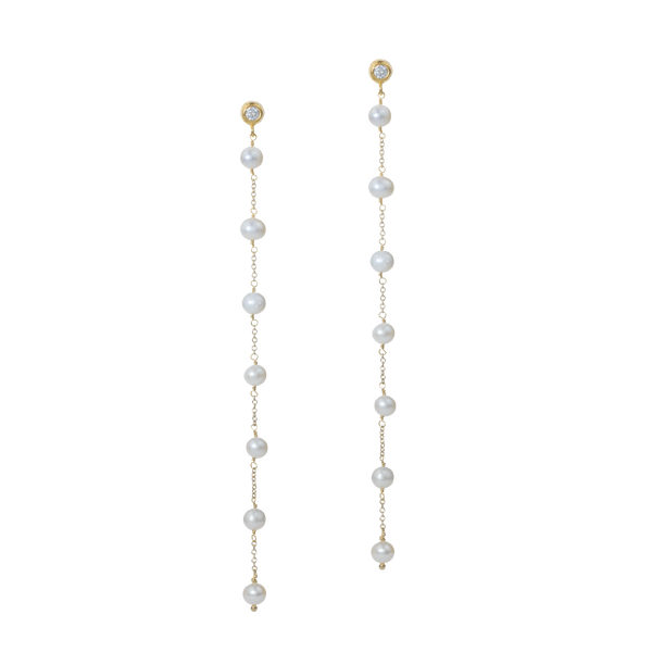 Samantha | Long Modern Pearls Stud Earrings Wedding