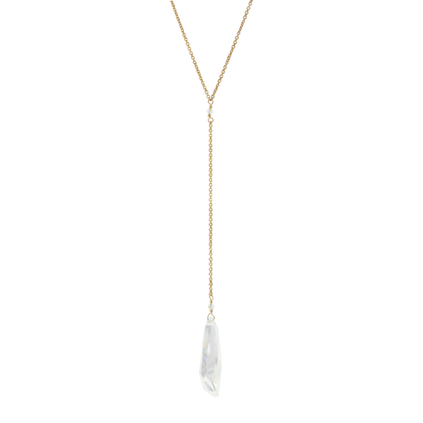 Aphrodite | Modern bridal back necklace with crystal pendant