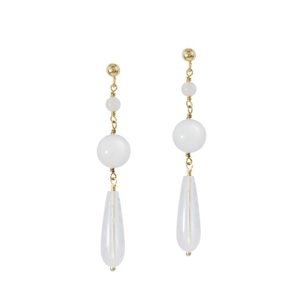 Angelica | Rose Quartz Moonstone Bridal Jewelry Earrings