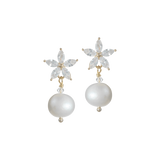 Blooming Beauty | Bridal Jewelry Pearl Earrings Crystal Studs