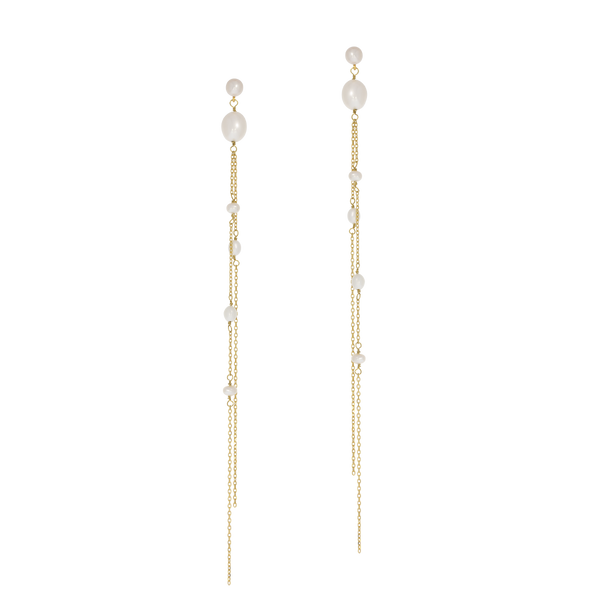 Gabriella | long delicate bridal earrings with pearls