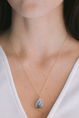 Large rock crystal pendant necklace