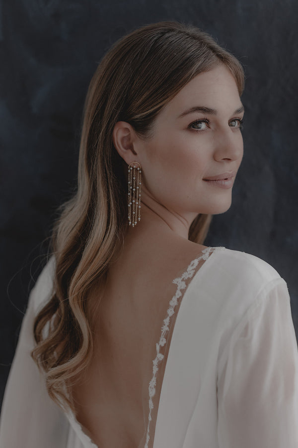 Amelie | Delicate Wedding Statement Pearl Earrings