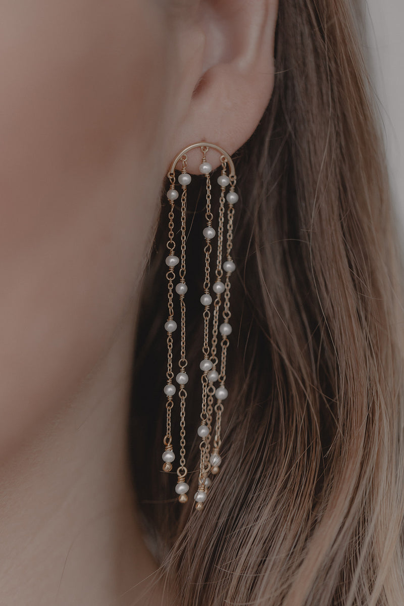 Amelie | Delicate Wedding Statement Pearl Earrings