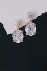 Evelyn | Oval Bridal Crystal Earrings