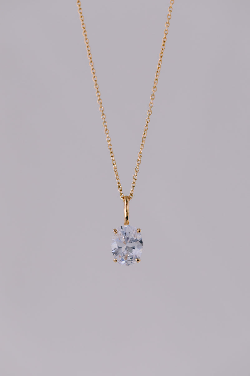 Hazel | necklace with oval crystal pendant