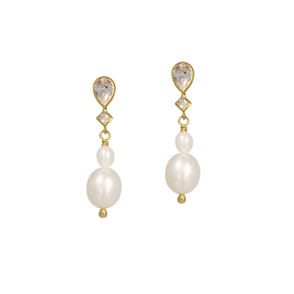 Helena | Small earrings with pearls and crystal studs