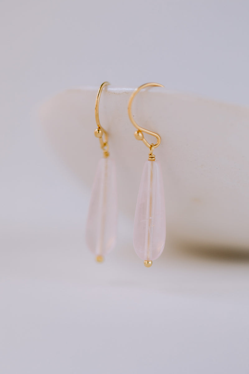 Rose quartz drop earrings