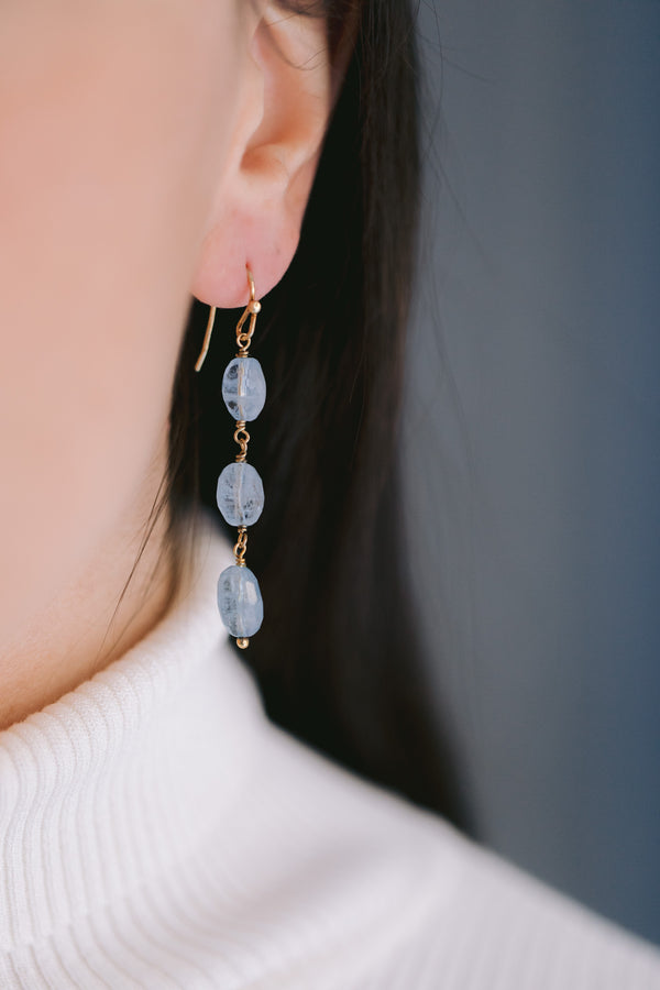 Long aquamarine earrings