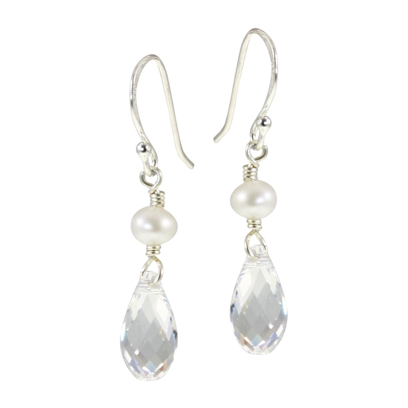 Silver Wedding | bridal jewelry earrings with crystal drops