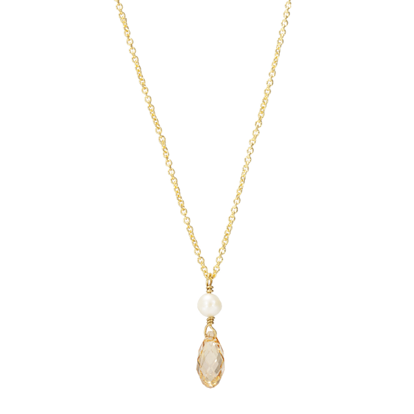 Golden Cupid | Bridal Necklace with Crystal Drops