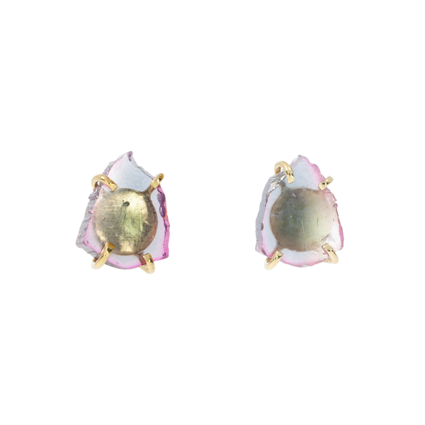 Golden Rose | Stud Earrings with Tourmalines