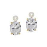 Crystallized | Large crystal stud earrings with pearl
