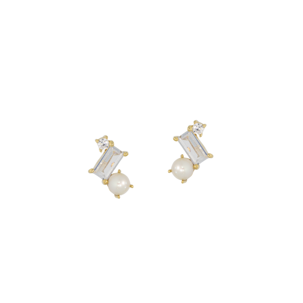 Trinity | Small stud earrings with pearls and crystals