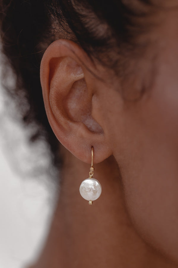 Evermore | Small Round Pearl Earrings