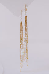 Comet Dust | Long Glamorous Earrings with Pearls and Crystals
