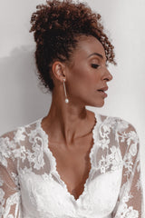 Lifeline | Long Modern Pearl Earrings for Bride