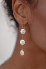 Timeless | Long Modern Pearl Earrings with Three Pearls