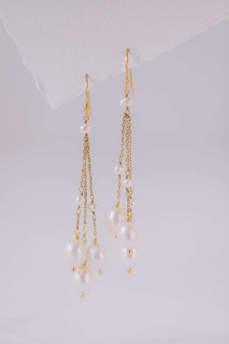 Eternal Flow | Long pearl earrings for wedding