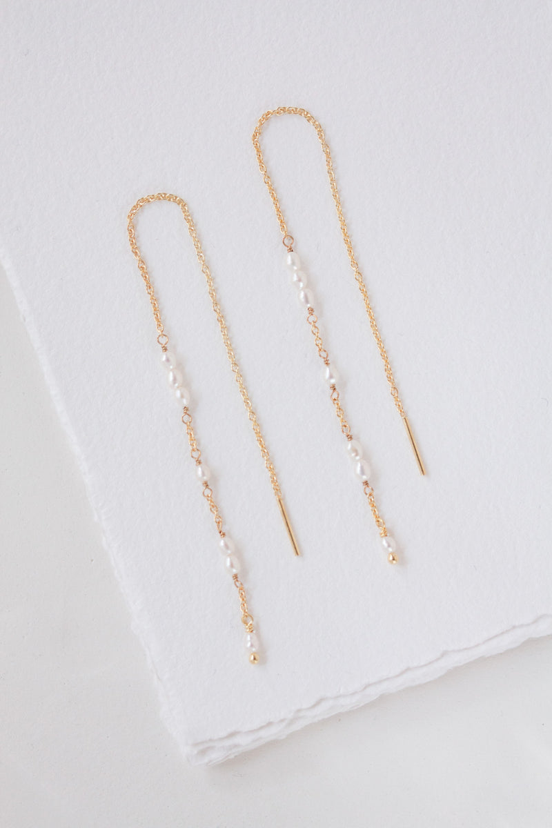 Long Lasting Love | pull through earrings with small freshwater pearls