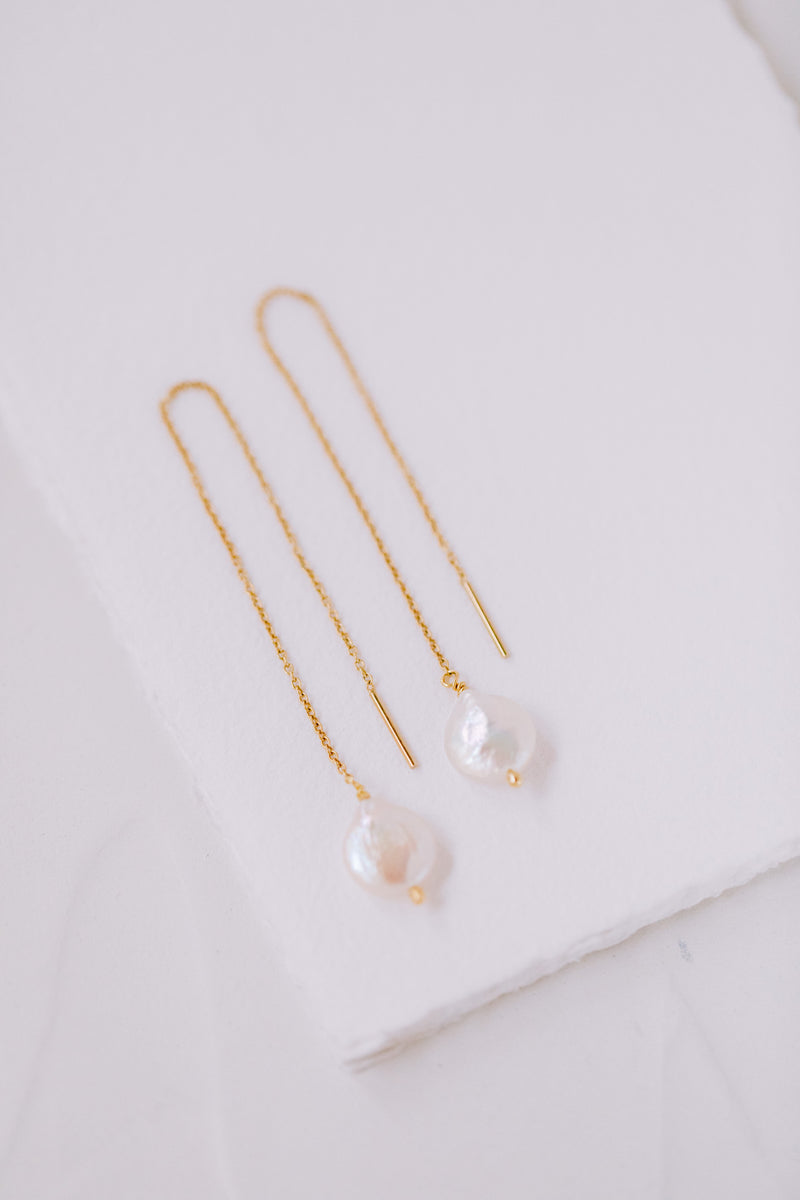 Forever Us | Modern Pull Through Wedding Earrings with Pearls