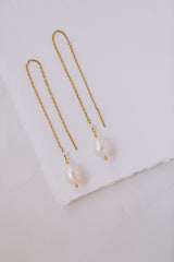 Invincible | Modern pull through wedding earrings with pearls