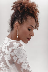 Lovestruck | Modern pearl earrings with crystal creole