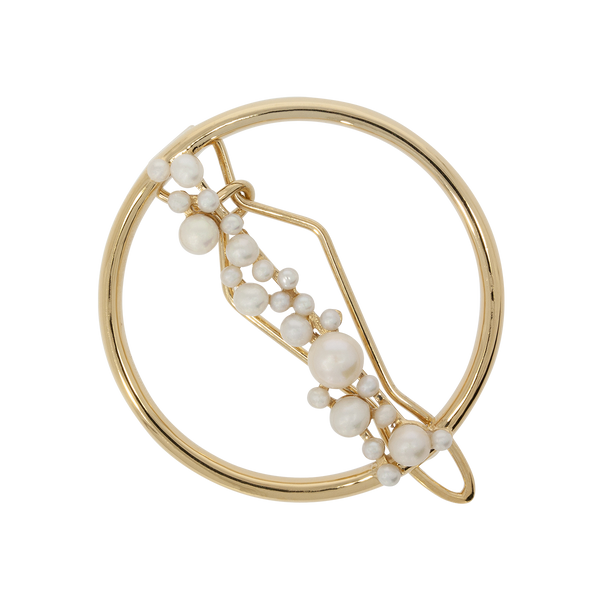 Companion | Modern Round Hair Clip with Freshwater Pearls