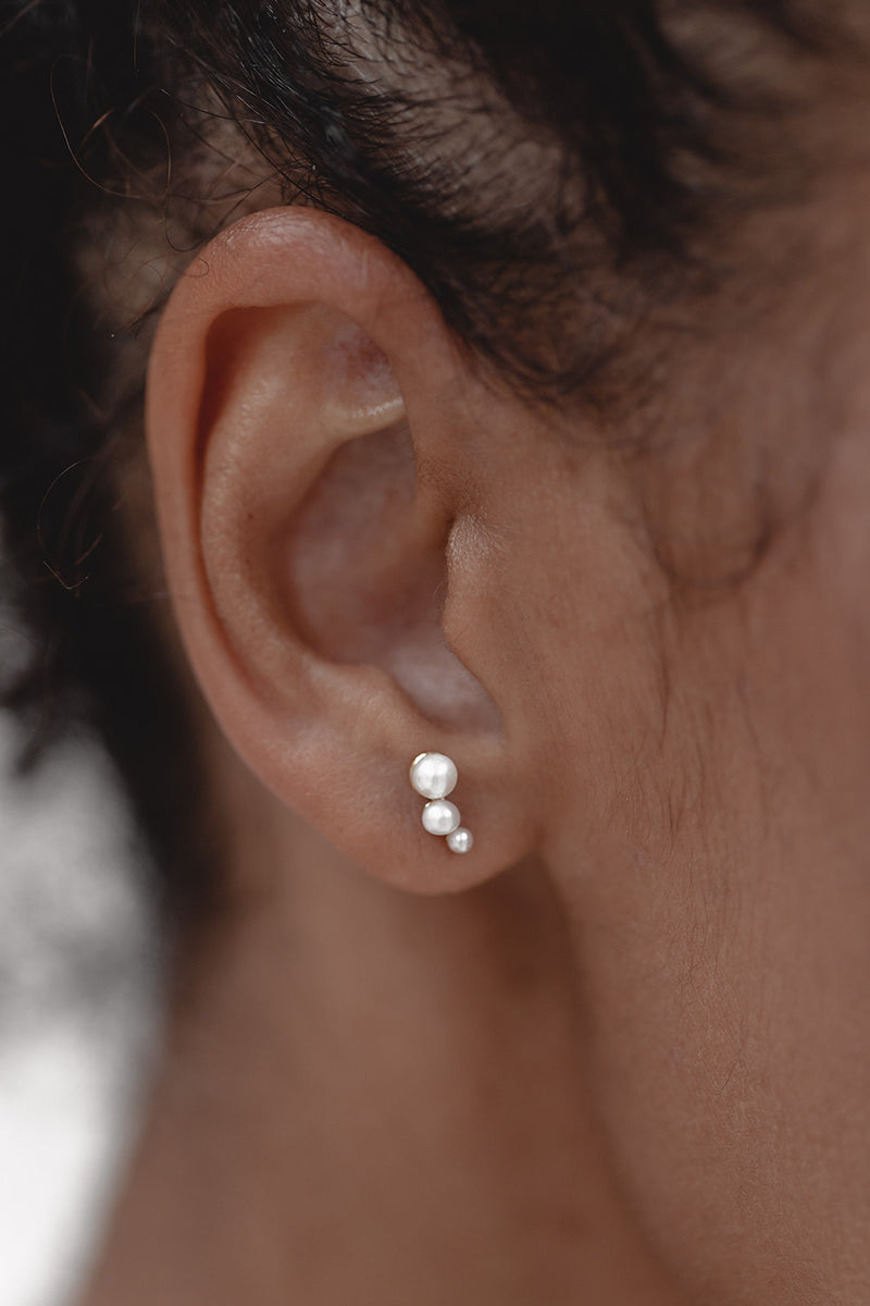 Tiny Trio | Mini earrings with pearls