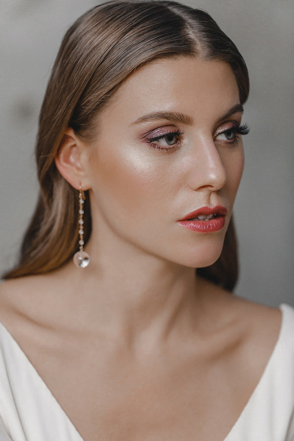 Kerstin | Modern Long Bridal Earrings Bridal Jewelry