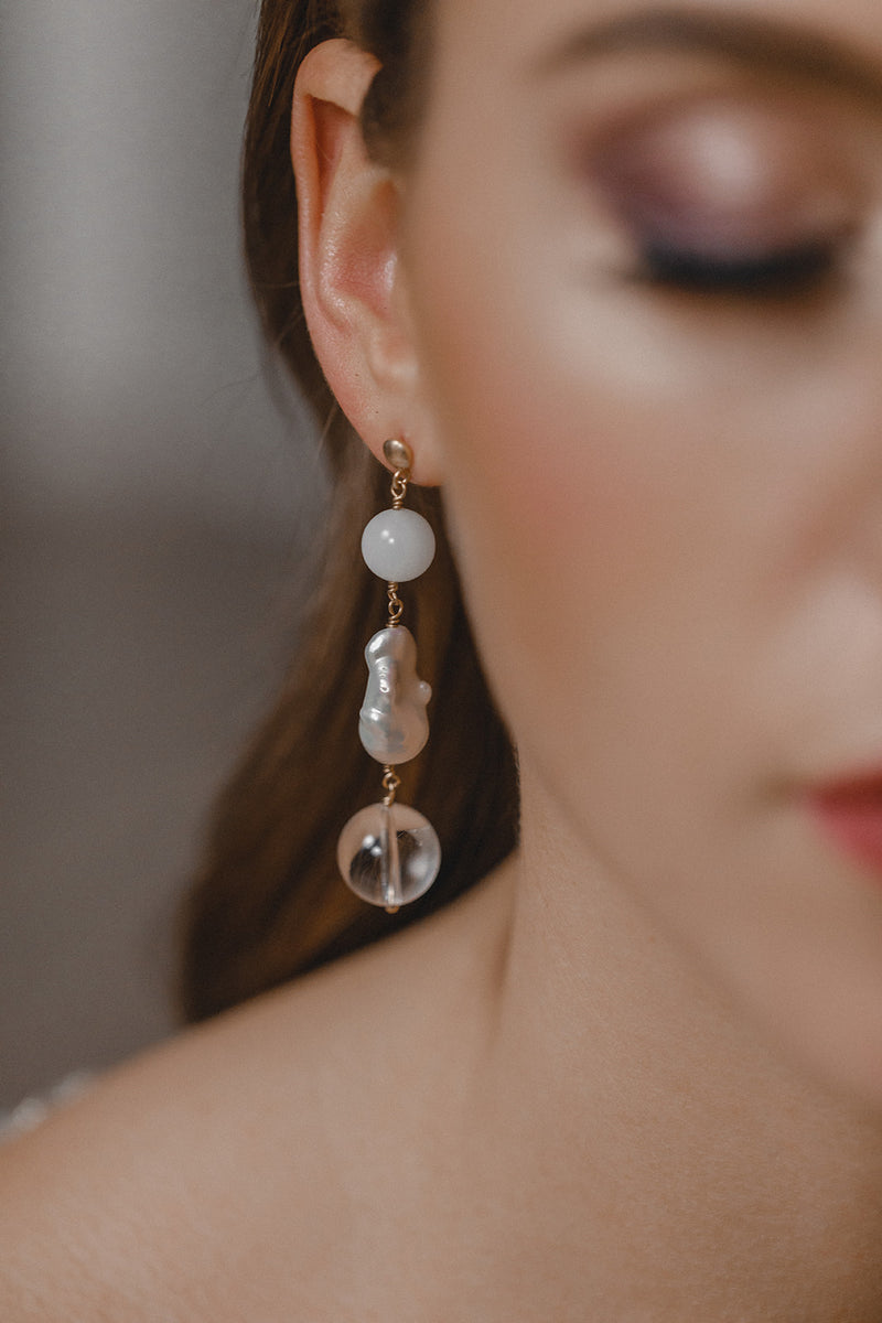 Raphaela | Pearls Moonstone Statement Earrings