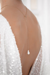 BACK TO YOU | Bridal Back Necklace with Baroque Pearl