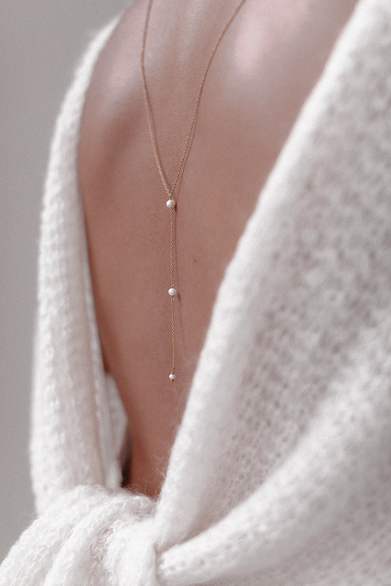 Laid Back | Elegant Bridal Back Necklace with Cascading Pearls