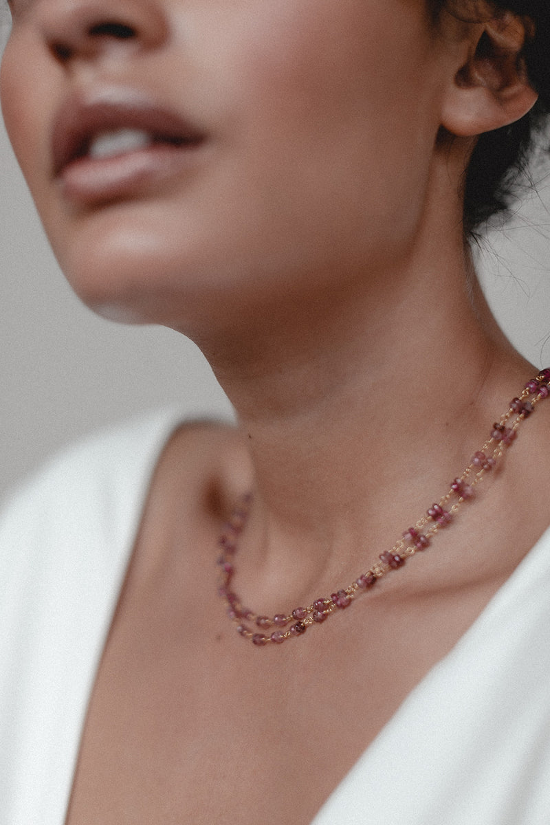 Dark Pink Chamaleon | Tourmaline Wrap Bracelet and Necklace