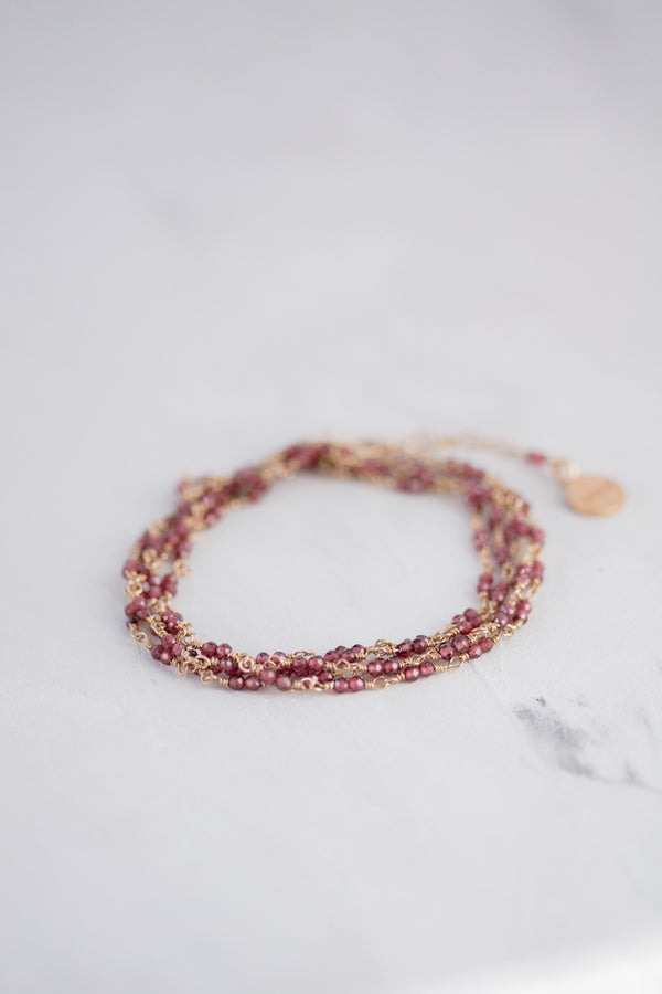 Red Allrounder | Garnet Wrap Bracelet and Necklace